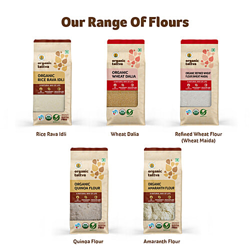 Organic Tattva Organic Wheat Flour/ Chakki Atta, 5 kg Pouch 