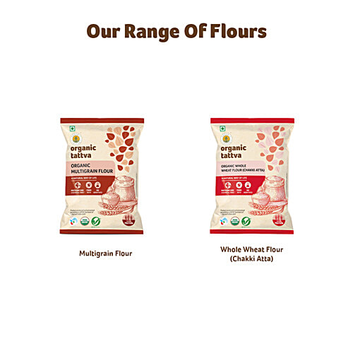 Organic Tattva Organic Wheat Flour/ Chakki Atta, 5 kg Pouch 