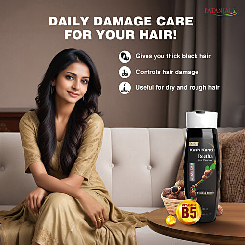 Patanjali Kesh Kanti Reetha Hair Cleanser, 180 ml For Thick & Black Hair