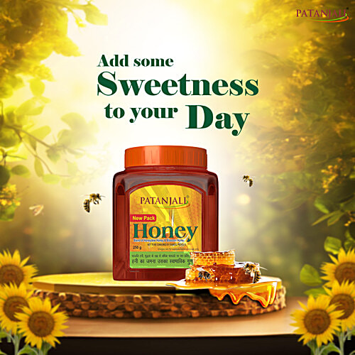 Patanjali Honey, 250 g Bottle Natural Honey, No Sugar Adulteration, Good Source Natural Sugar & Minerals