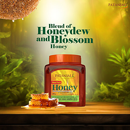 Patanjali Honey, 250 g Bottle Natural Honey, No Sugar Adulteration, Good Source Natural Sugar & Minerals