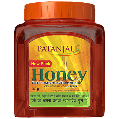 Patanjali Honey, 250 g Bottle Natural Honey, No Sugar Adulteration, Good Source Natural Sugar & Minerals