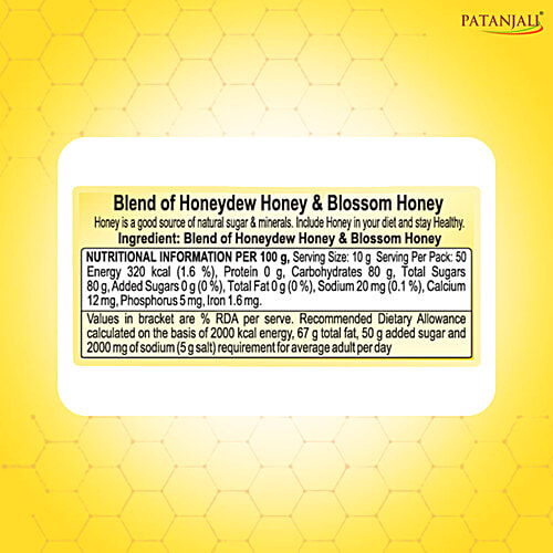 Patanjali Honey, 500 g Bottle Good Source of Natural Sugar & Minerals