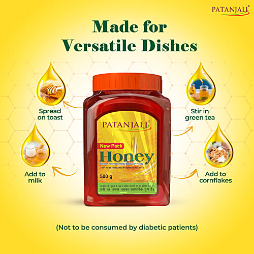 Patanjali Honey, 500 g Bottle Good Source of Natural Sugar & Minerals