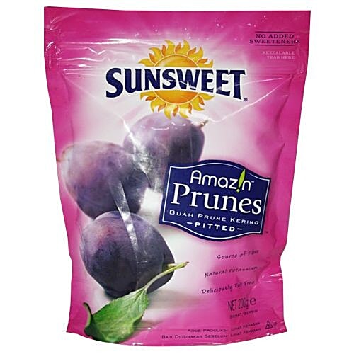Sunsweet Pitted Prunes, 200 g Pouch Source of Fiber, No Added Sweeteners