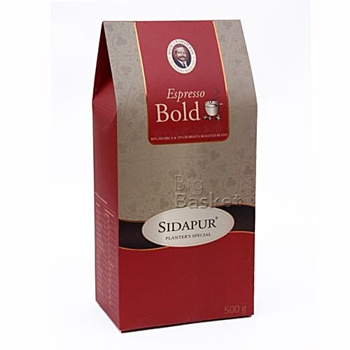 Sidapur Espresso Bold - Roasted Whole Bean Espresso Coffee, 500 g Carton No Trans Fat, No Cholesterol