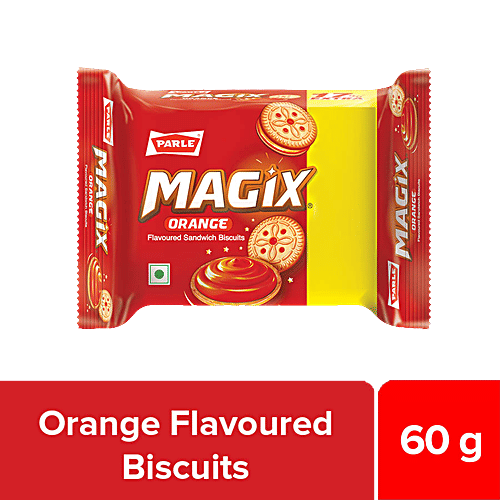 Parle Biscuits - Magix Kream Orange, 68 g Pouch Zero Trans Fat