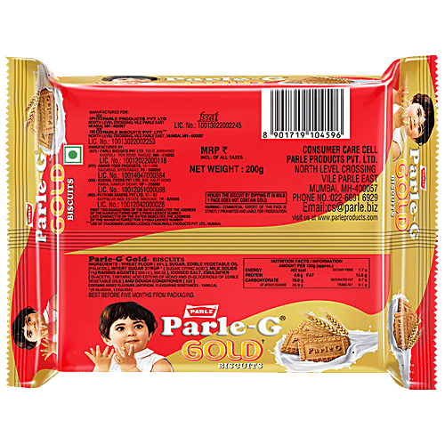 Parle Biscuits - Gluco Gold, 200 g Pouch 