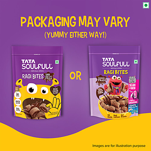 Tata Soulfull Ragi Bites Choco Fills, No Maida, Dal Protein, Kids Cereal, 250 g Carton No Preservatives, Protein from Dal
