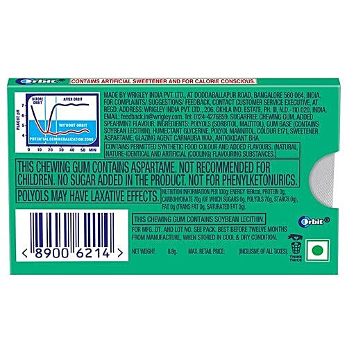 Orbit Wrigleys Chewing Gum - Spearmint, 15 Pcs  Zero Trans Fat
