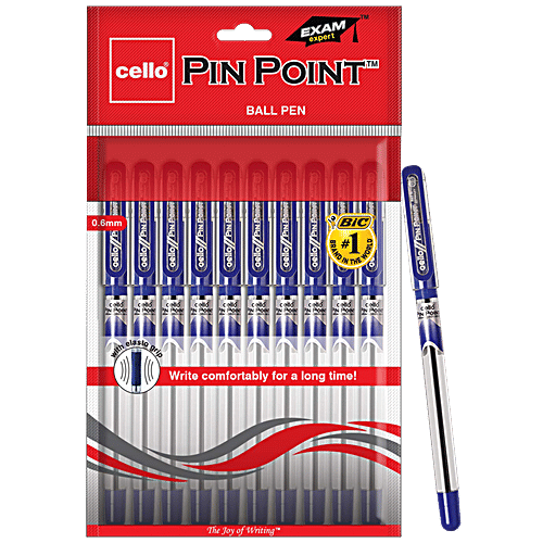 BIC Cello Pinpoint Ballpoint Pens - Blue, 10 pcs  