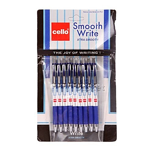 Buy Cello Smooth Write Ballpoint Pens Blue 10 Pc Online at the Best