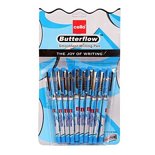 Buy Cello Butterflow Ballpoint Pens Blue 10 Pcs Online at the Best