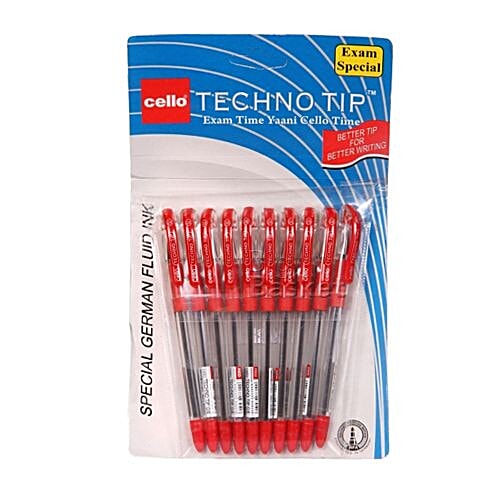 Buy Cello Techno Tip Ballpoint Pens Red 10 Pcs Online at the Best Price