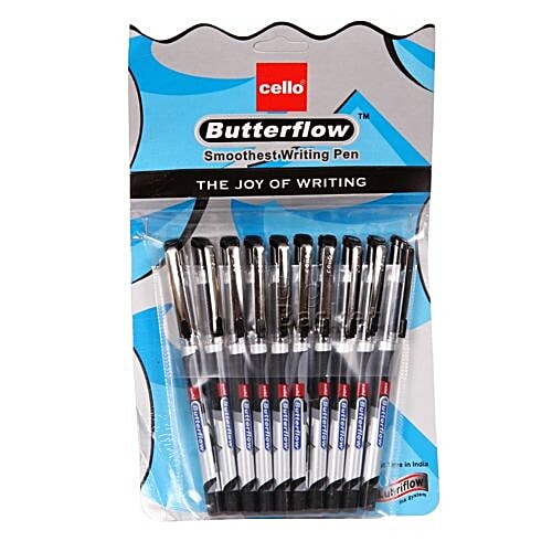 Buy Cello Butterflow Ballpoint Pens Black 10 Pcs Online at the Best