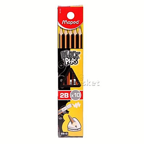 Maped  Black Peps Graphite 2B Pencils Triangular, 10 pc  Triangular