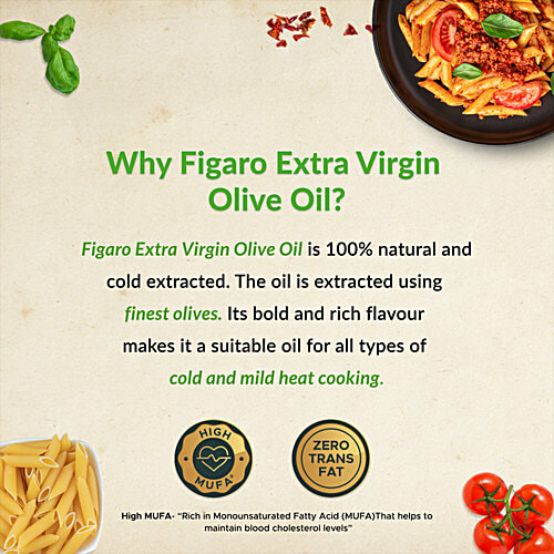 Figaro Extra Virgin Olive Oil, 1 L PET Bottle Natural And Cold Extracted, For Salad, Paratha, Marinade