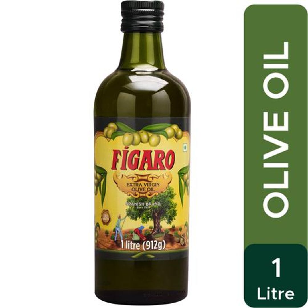 Figaro Figaro Extra Virgin Olive Oil- 100% Natural and Cold Extracted- Perfect for Salad, Paratha, Marinade - Imported from Spain- 1L Bottle, 1 L Pet Bottle