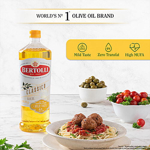 Bertolli Classico Olive Oil, 1 L Bottle All purpose cooking oil, Mild Taste, Grilling