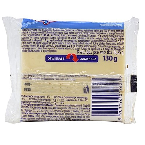 Lactima Processed Cheddar Cheese - Slice, 130 g  