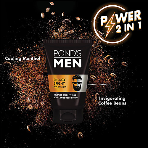 Ponds Men Energy Bright Facewash - With Coffee Bean Extract, Anti Dullness, 100 g  