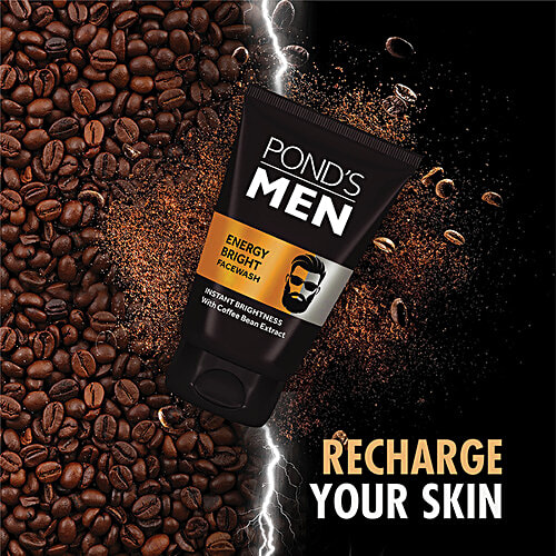 Ponds Men Energy Bright Facewash - With Coffee Bean Extract, Anti Dullness, 100 g  