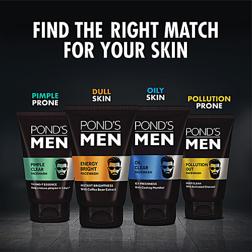 Ponds Men Energy Bright Facewash - With Coffee Bean Extract, Anti Dullness, 100 g  