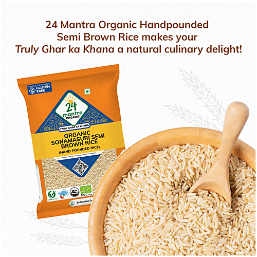 24 Mantra Organic Organic - Brown Sonamasuri Rice/Akki, 10 kg Bag Gluten Free, Grown without Synthetic Pesticides & GMOs