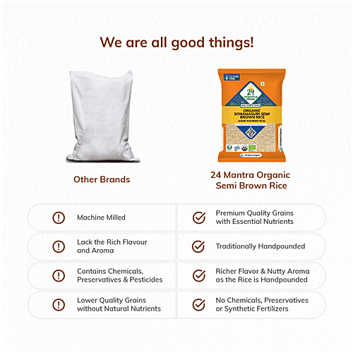 24 Mantra Organic Organic - Brown Sonamasuri Rice/Akki, 10 kg Bag Gluten Free, Grown without Synthetic Pesticides & GMOs