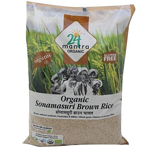 24 Mantra Organic - Brown Sonamasuri Rice/Chawal/Chall, 10 kg Bag 