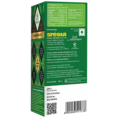 24 Mantra Organic Green Tea, 100 g Carton 