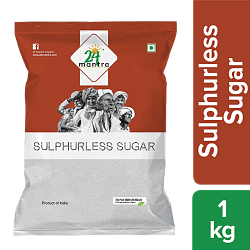 24 Mantra Organic Sulphurless Sugar/Sakkare, 1 kg Pouch 