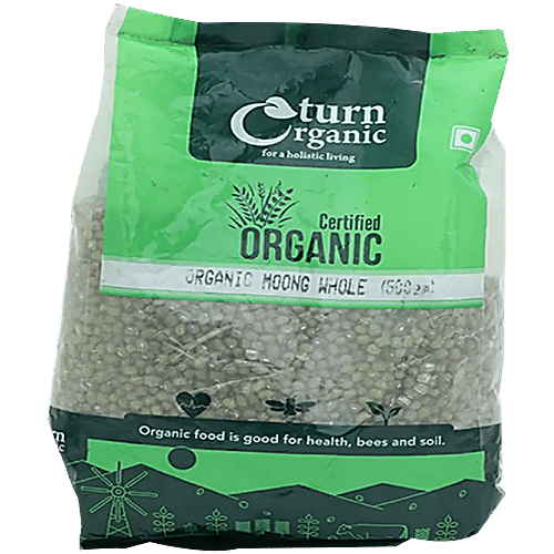 Turn Organic Moong Whole, 500 g Pouch 