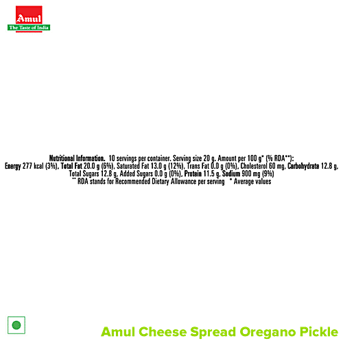 Buy Amul Cheese Spread Oregano Pickle 200 Gm Online At Best Price of Rs