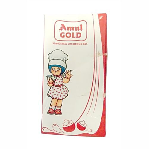 Amul Gold Homogenised Standardised Milk, 500 ml Carton Fortified with Vitamins A & D