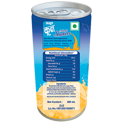 Amul Kool Milkshake - Mango, 200 ml Can No Preservatives Added