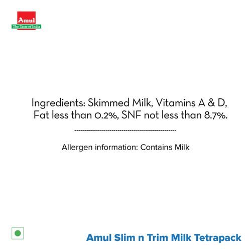 Buy Amul Slim Slim N Trim Skimmed Milk 1 Ltr Online At Best Price of Rs 80  - bigbasket