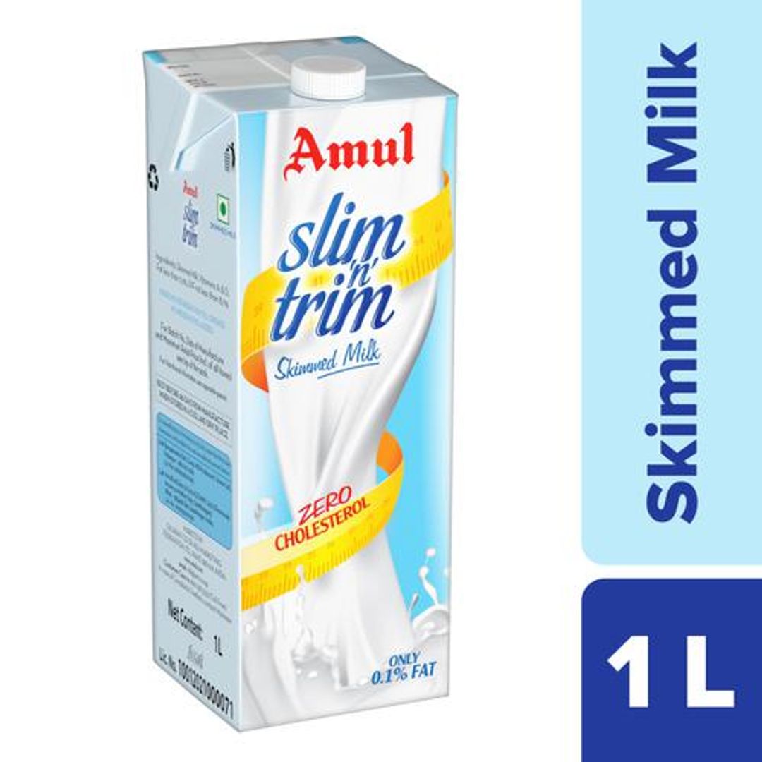 Amul Slim 'n' Trim Skimmed Milk, 1 L Tetra Pak