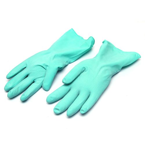NATURES PLUS Rubber Gloves - Green, Medium, 8 Inches, 1 pair  