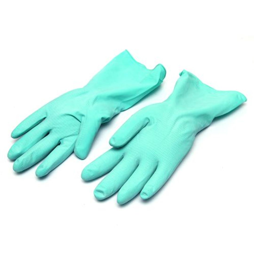 NATURES PLUS Rubber Gloves - green, Medium, 20 cm, 1 pair 