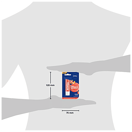 Nivea Peach Shine Lip Balm - 24h Moisture With Natural Oils, Coral Pink Shine & Peach Aroma, 4.8 g  