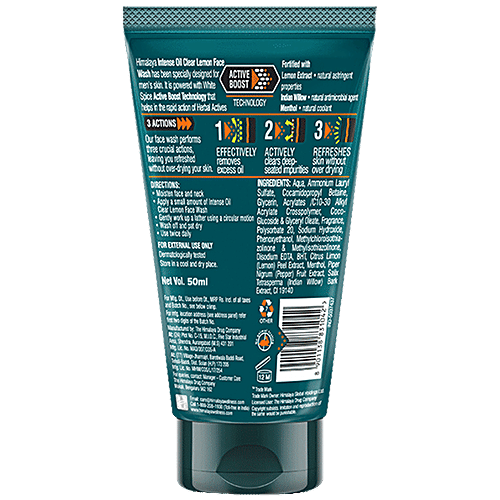 Himalaya Men Intense Oil Clear Lemon Face Wash, 50 ml  