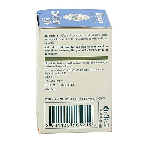 Himalaya Wellness Cold Balm, 10 g Carton Relieves Congestion