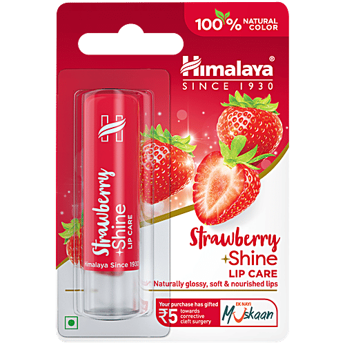 Himalaya Strawberry Shine Lip Care, 4.5 g  Natural Gloss, Soft & Nourished Lips