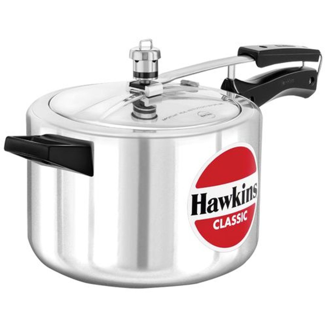 Hawkins Classic Aluminium Inner Lid Pressure Cooker - Bakelite Handle, Silver, CL50, 5 l 