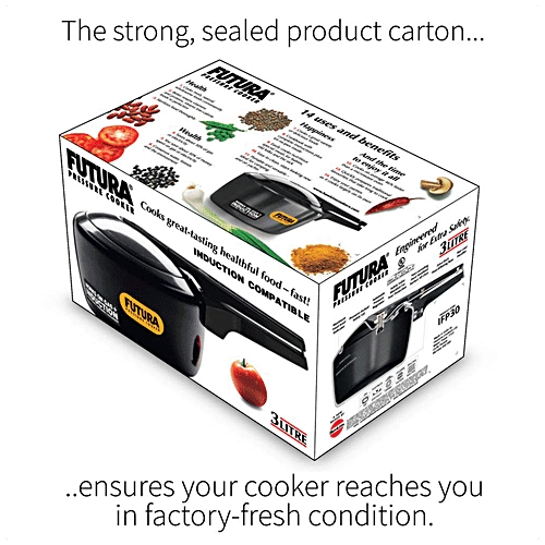 Hawkins Futura Hard Anodised Aluminium Pressure Cooker - Induction Base, Black, IFP30, 3 L  Low Oil Cooking