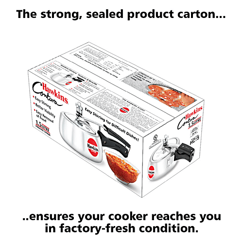 Hawkins Contura Aluminium Pressure Inner Lid Pressure Cooker - Bakelite Handle, Silver, HC15, 1.5 l  Saves More Fuel