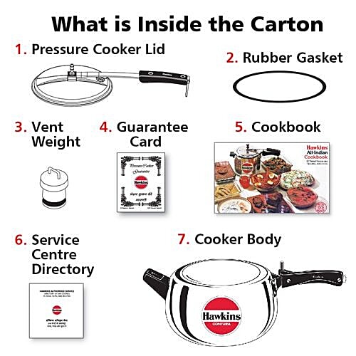 Hawkins Contura Aluminium Inner Lid Pressure Cooker - Bakelite Handle, Silver, HC50, 5 L  Saves More Fuel