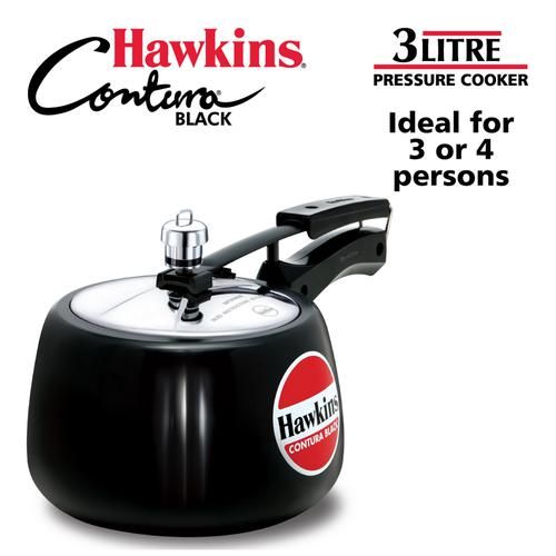 3 Litres Black Hawkins Contura Hard Anodized Aluminium Pressure Cooker 