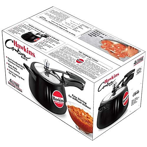 Hawkins Contura Hard Anodised Black Inner Lid Pressure Cooker - With Handle, CB40, 4 L  Non Toxic, Non Staining